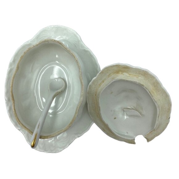 Haviland France Soup Tureen Ladle Ceramic White Vintage - Picture 7 of 15